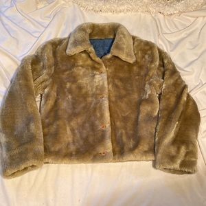 Reversible denim/faux fur jacket